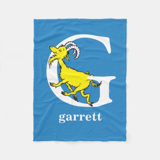 セウス博士のABC:手紙G – 白 |名前の追加 フリースブランケット (正面)