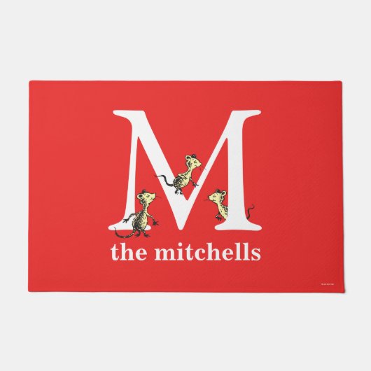 セウス博士のABC：手紙M – 白 |名前の追加 ドアマット (正面)