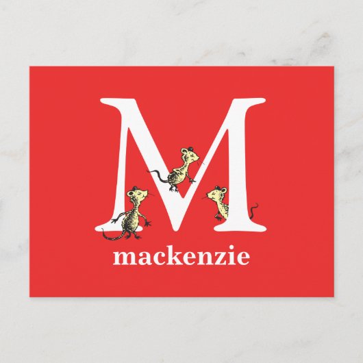 セウス博士のABC:手紙M – 白 |名前の追加 ポストカード (正面)