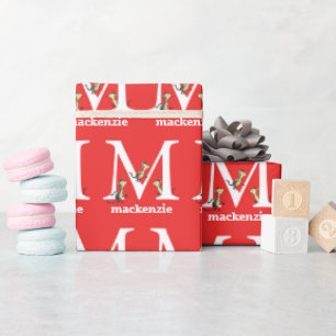 セウス博士のABC：手紙M – 白  名前の追加 ラッピングペーパー