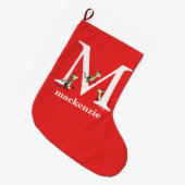 セウス博士のABC：手紙M – 白 |名前の追加 ラージクリスマスストッキング (正面 (吊り時))