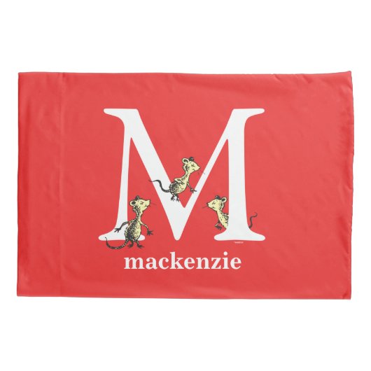 セウス博士のABC：手紙M – 白 |名前の追加 枕カバー