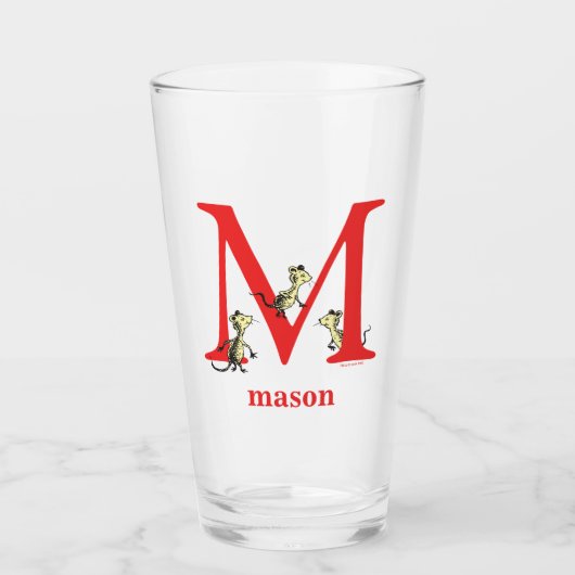 セウス博士のABC：手紙M – 赤 |名前の追加 タンブラーグラス (正面)