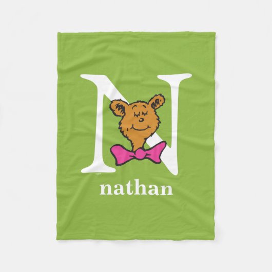 セウス博士のABC:手紙N – 白 |名前の追加 フリースブランケット (正面)