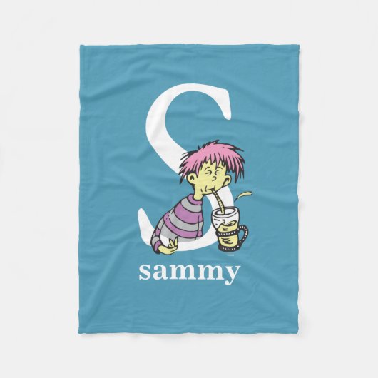 セウス博士のABC：手紙S – 白 |名前の追加 フリースブランケット (正面)