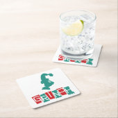 セウス博士 |インチ – 赤と緑 スクエアペーパーコースター (インサイチュ)