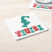 セウス博士 |インチ – 赤と緑 スクエアペーパーコースター (アングル)