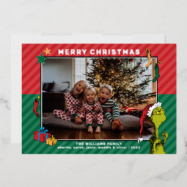 セウス博士 |グラインチファミリーフォトホリデー 箔シーズンカード