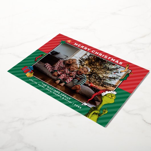 セウス博士 |グラインチファミリーフォトホリデー 箔シーズンカード (回転した状態)