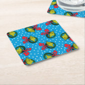 セウス博士 |グラインチ |クリスマスリースパターン スクエアペーパーコースター (アングル)