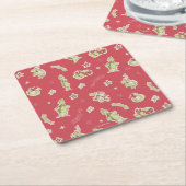 セウス博士 |グラインチ |赤いクリスマスパターン スクエアペーパーコースター (アングル)