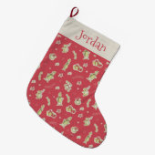 セウス博士 |グラインチ |赤いクリスマスパターン ラージクリスマスストッキング (正面 (吊り時))