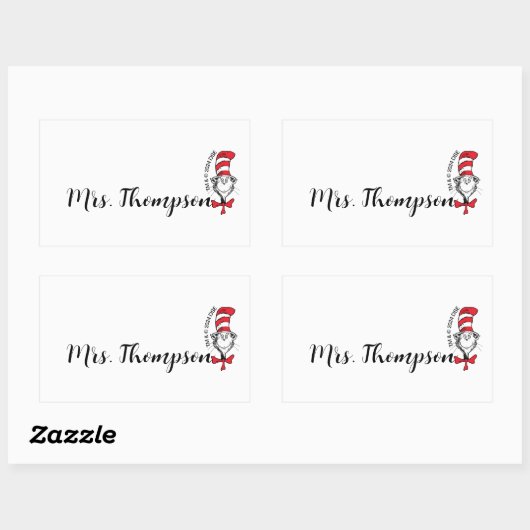 セウス博士 |ハットアイコン名前をカスタムする内の猫 長方形シール (シート)