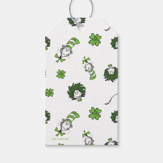 セウス博士 ハットクローバー柄の猫 ギフトタグ (正面)