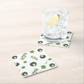 セウス博士 ハットクローバー柄の猫 スクエアペーパーコースター (インサイチュ)