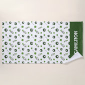 セウス博士 ハットクローバー柄の猫 ビーチタオル (正面)