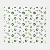 セウス博士 ハットクローバー柄の猫 フリースブランケット (正面(横))