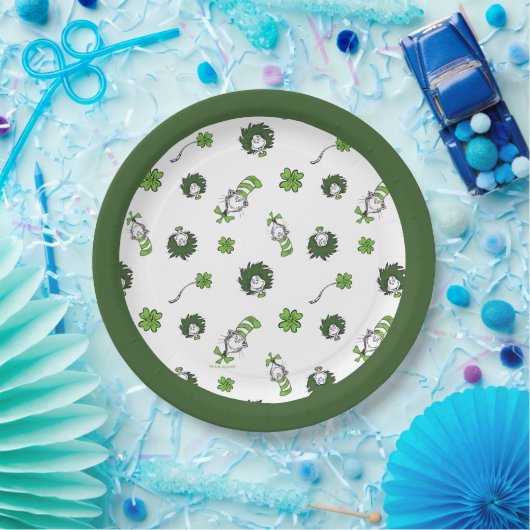 セウス博士 ハットクローバー柄の猫 ペーパープレート (パーティー)
