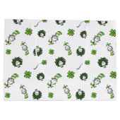 セウス博士 ハットクローバー柄の猫 ラージペーパーバッグ (裏面)