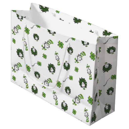 セウス博士 ハットクローバー柄の猫 ラージペーパーバッグ (正面アングル)