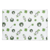 セウス博士 ハットクローバー柄の猫 枕カバー (裏面-左)