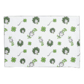 セウス博士 ハットクローバー柄の猫 枕カバー (正面左)