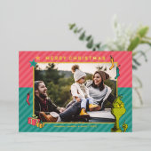 セウス博士 |ヴィンテージグランチファミリーフォトホリデー 箔シーズンカード (立ち正面)