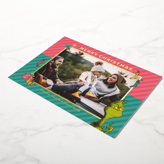 セウス博士 |ヴィンテージグランチファミリーフォトホリデー 箔シーズンカード (回転した状態)