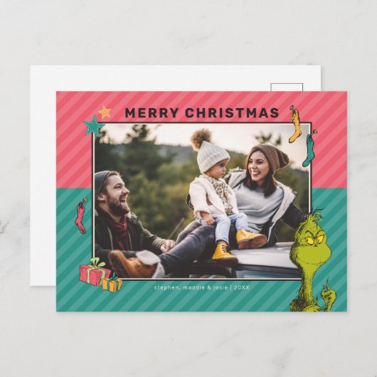 セウス博士 |ヴィンテージGrinchファミリー写真 シーズンポストカード (正面/裏面)