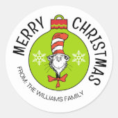 セウス博士 |帽子の中の猫 |クリスマスプレゼントラベル ラウンドシール (正面)