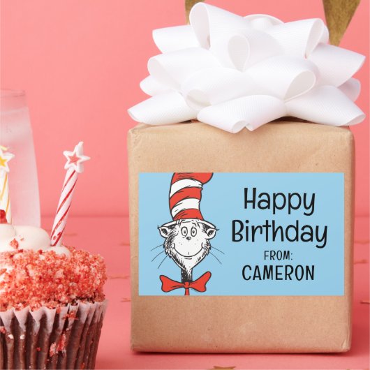 セウス博士 |帽子の中の猫 – ヴィンテージ 長方形シール (パーティー)