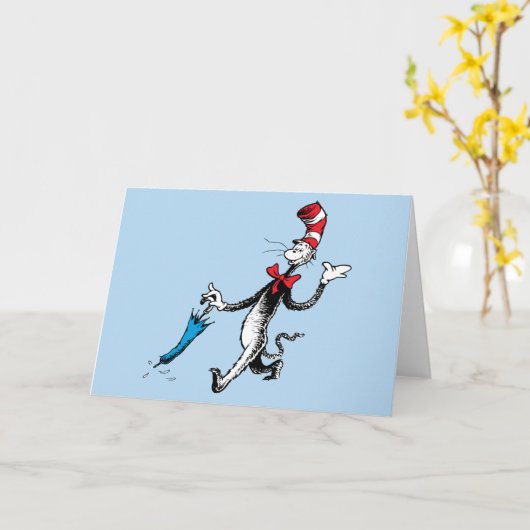 セウス博士 |帽子傘の中の猫 カード (黄色い花)