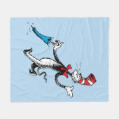 セウス博士 |帽子傘の中の猫 フリースブランケット (正面(横))