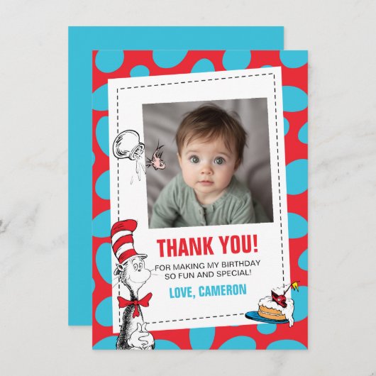 セウス博士 |帽子誕生日の猫 サンキューカード (正面/裏面)