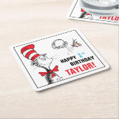 セウス博士 |帽子誕生日の猫 スクエアペーパーコースター (アングル)