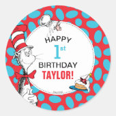 セウス博士 |帽子誕生日の猫 ラウンドシール (正面)