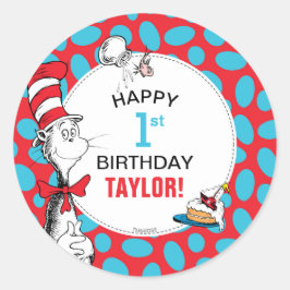 セウス博士 |帽子誕生日の猫 ラウンドシール