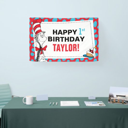 セウス博士 |帽子誕生日バナーの猫 横断幕 (トレードショー)