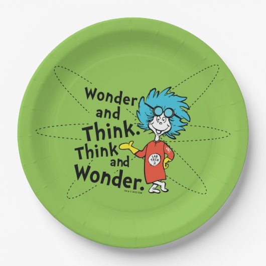 セウス博士 疑問に思|と考え。考え疑問に思. ペーパープレート (正面)