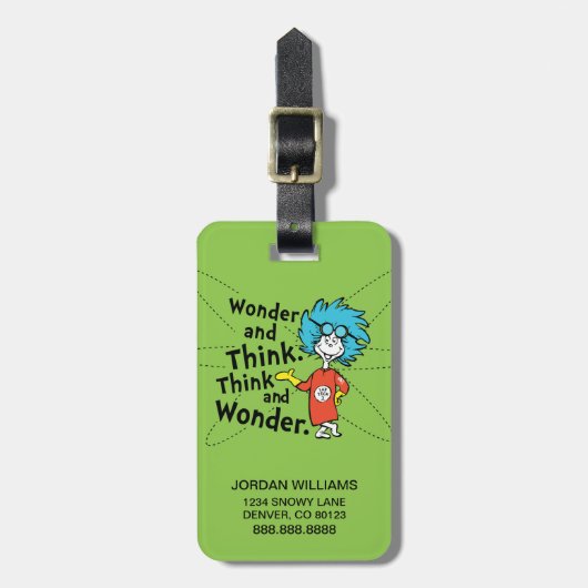 セウス博士 疑問に思|と考え。考え疑問に思. ラゲッジタグ (正面縦)