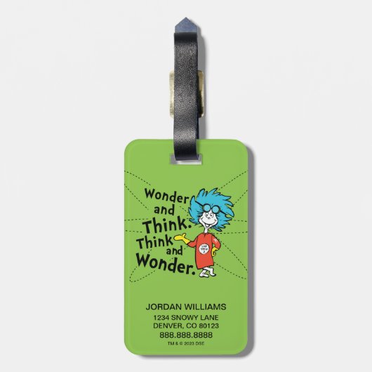 セウス博士 疑問に思|と考え。考え疑問に思. ラゲッジタグ (裏面縦)