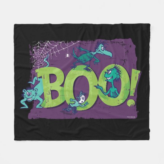 セウス博士 | BOO!ハロウィーングラフィック フリースブランケット (正面(横))