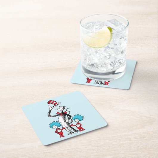 セウス博士 | Cat in the Hat, Thing One & Thing Two スクエアペーパーコースター (インサイチュ)