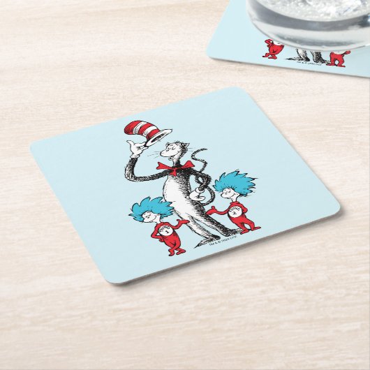 セウス博士 | Cat in the Hat, Thing One & Thing Two スクエアペーパーコースター (アングル)