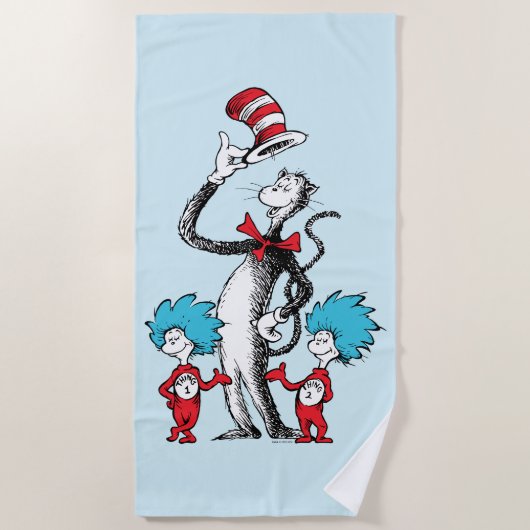 セウス博士 | Cat in the Hat, Thing One & Thing Two ビーチタオル (正面)