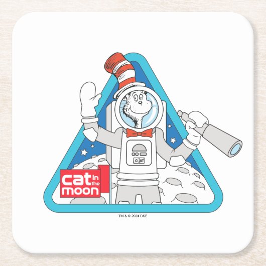セウス博士 | Cat in the Moon Outer Space Graphic スクエアペーパーコースター (正面)