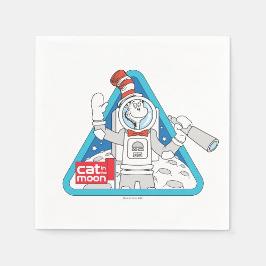 セウス博士 | Cat in the Moon Outer Space Graphic スタンダードカクテルナプキン (正面)
