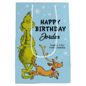 セウス博士 | Grinch冬の誕生日 ミディアムペーパーバッグ (裏面)