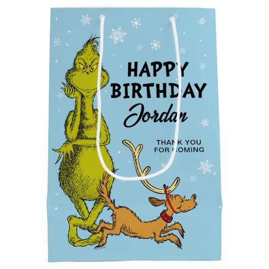 セウス博士 | Grinch冬の誕生日 ミディアムペーパーバッグ (裏面)