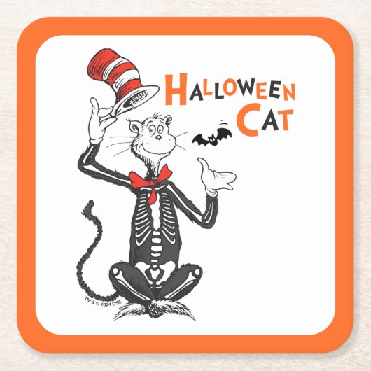 セウス博士 | Halloween Cat in the Hat スクエアペーパーコースター (正面)